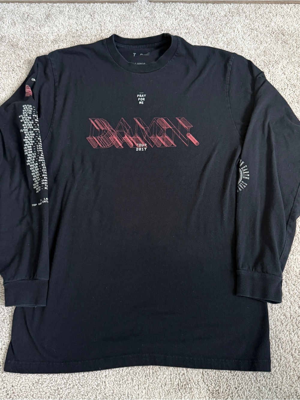 Kendrick Lamar 2017 DAMN. Tour Long Sleeve Shirt (Size Large)